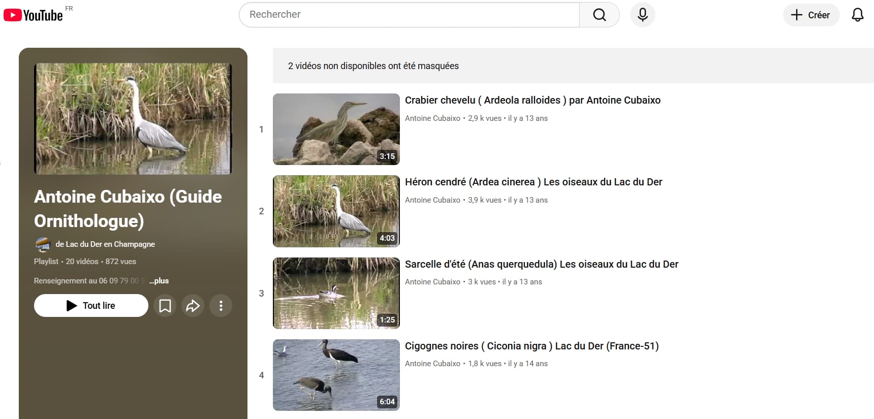 Youtube - Guide Ornithologue - Antoine Cubaixo