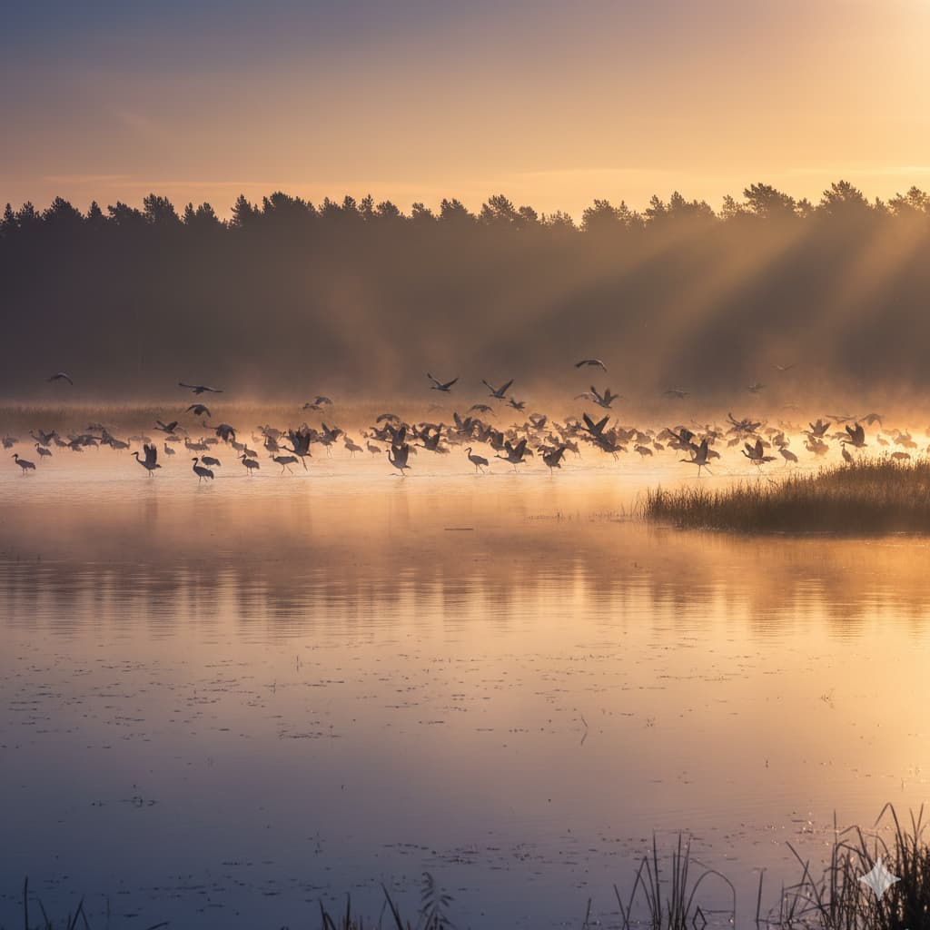 La magie du Lever des Grues cendrées